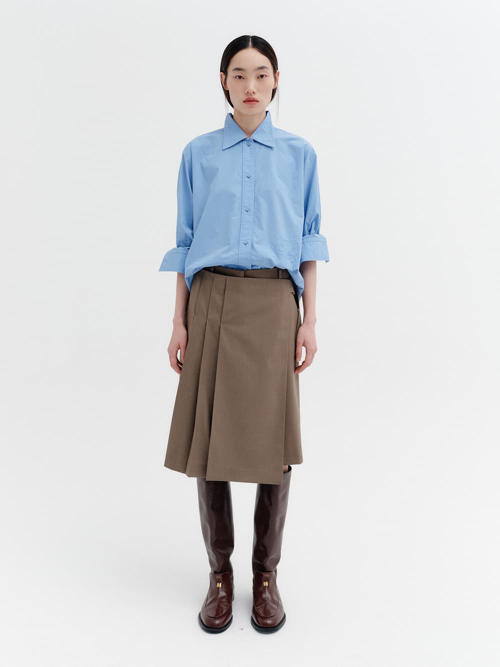 Front Pleated Convertible Shorts - Khaki