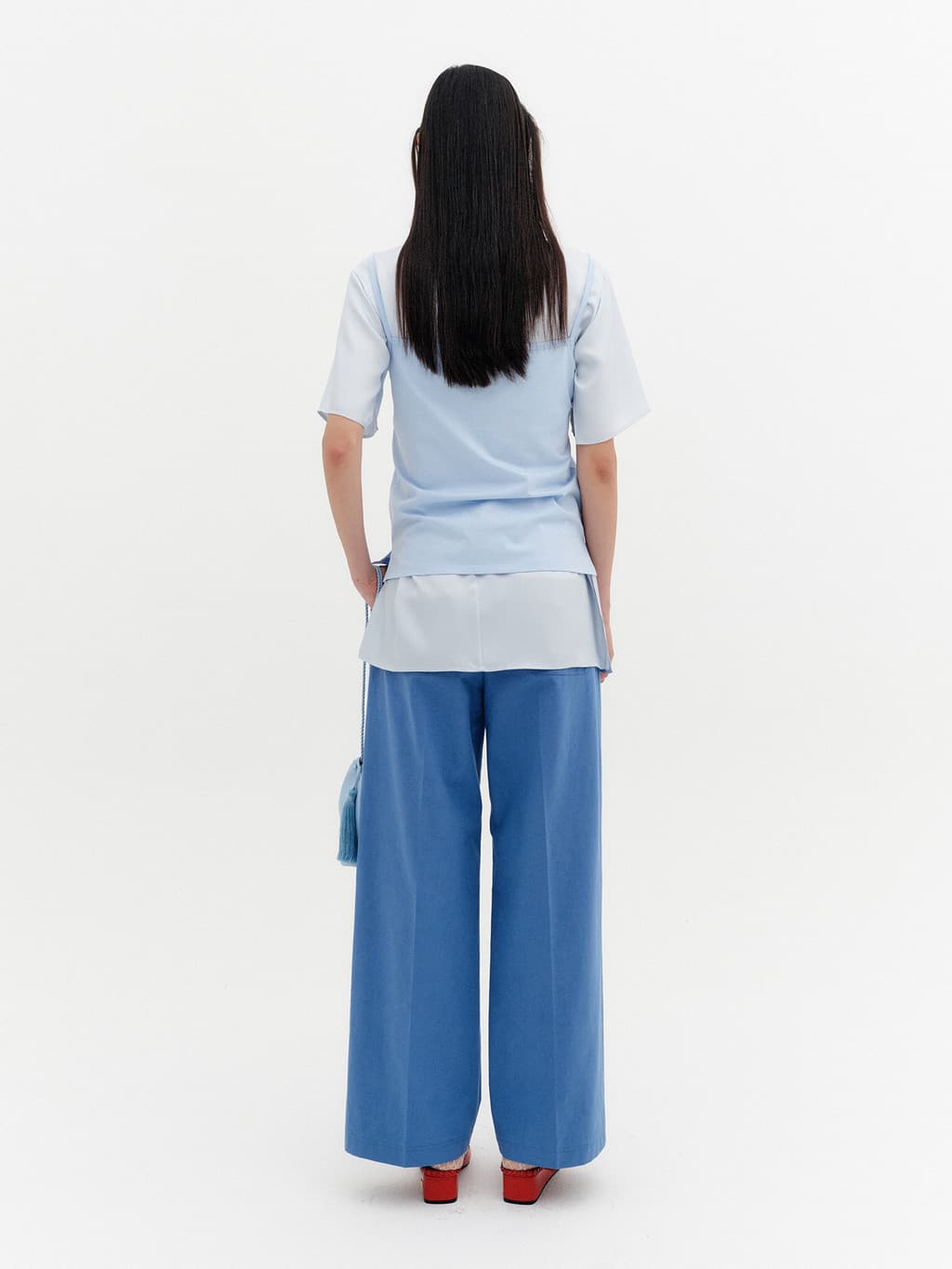 Double V-Neck Panel Sleeveless - Sky Blue — vue 6