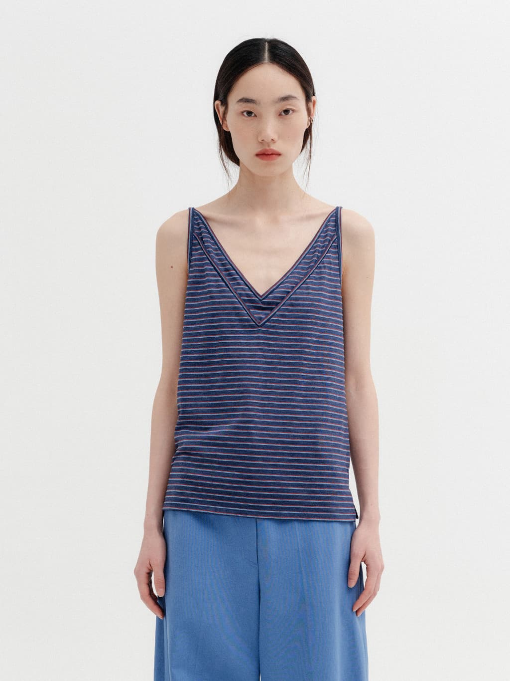 Double V-Neck Panel Sleeveless - Navy — vue 2