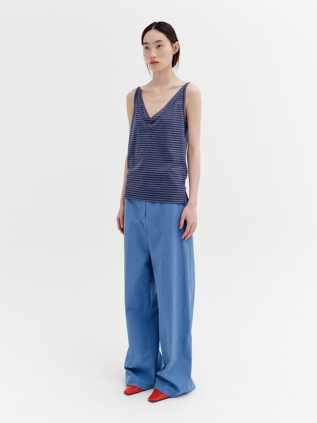 Double V-Neck Panel Sleeveless - Navy — vue 4
