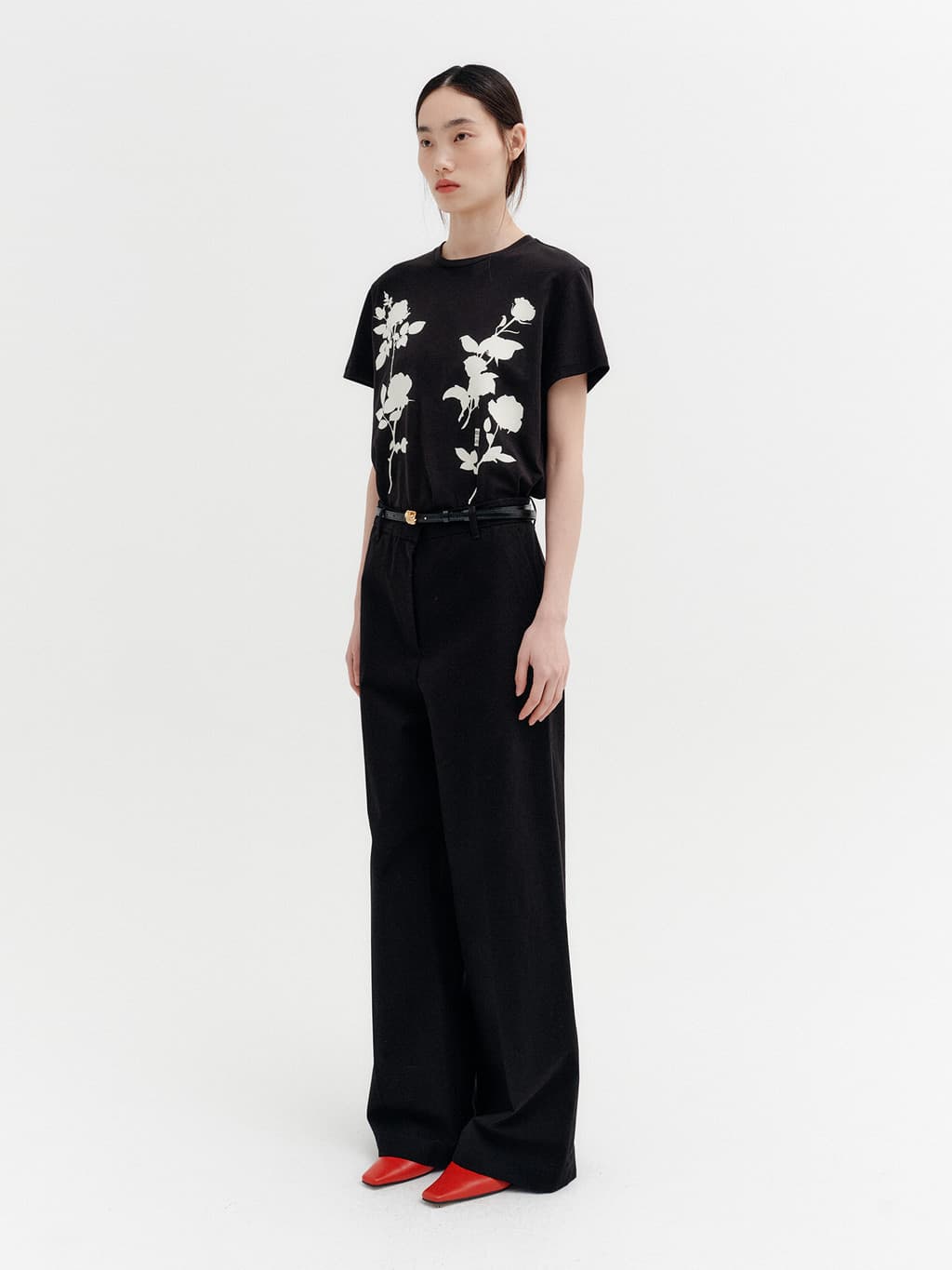 Front Rose Graphic T-Shirt - Black — vue 5