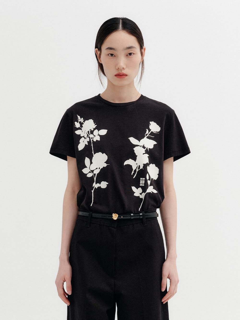 Front Rose Graphic T-Shirt - Black