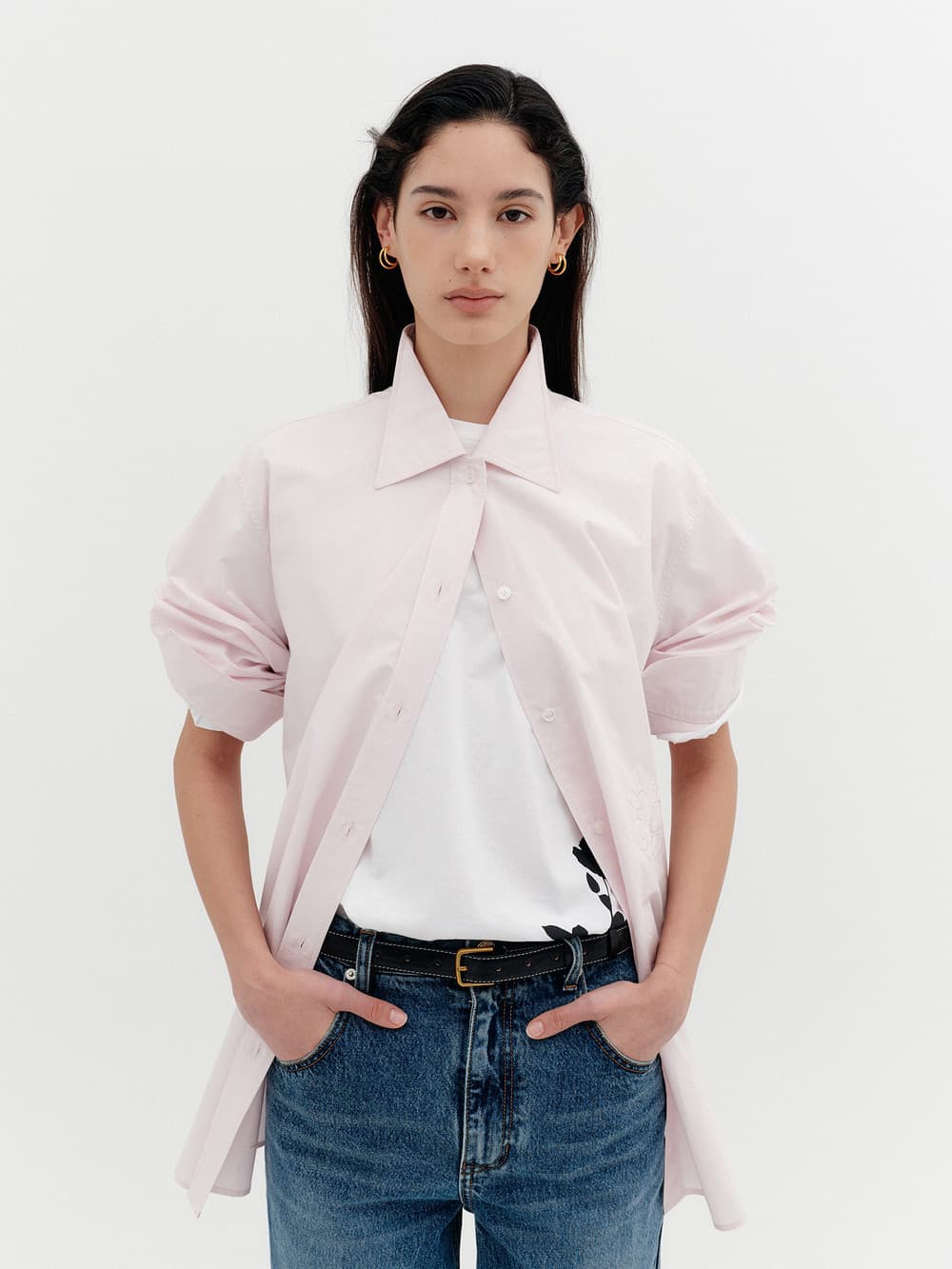 Classic Logo Embroidered Shirt - Light Pink