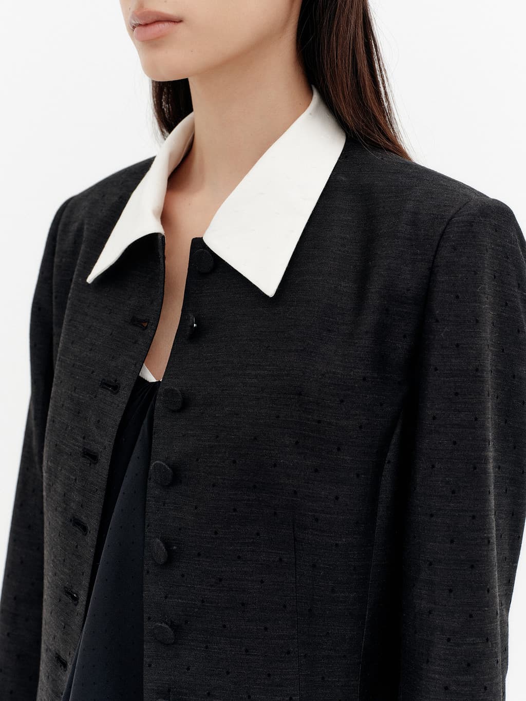 Convertible Collar Jacket - Black — vue 8