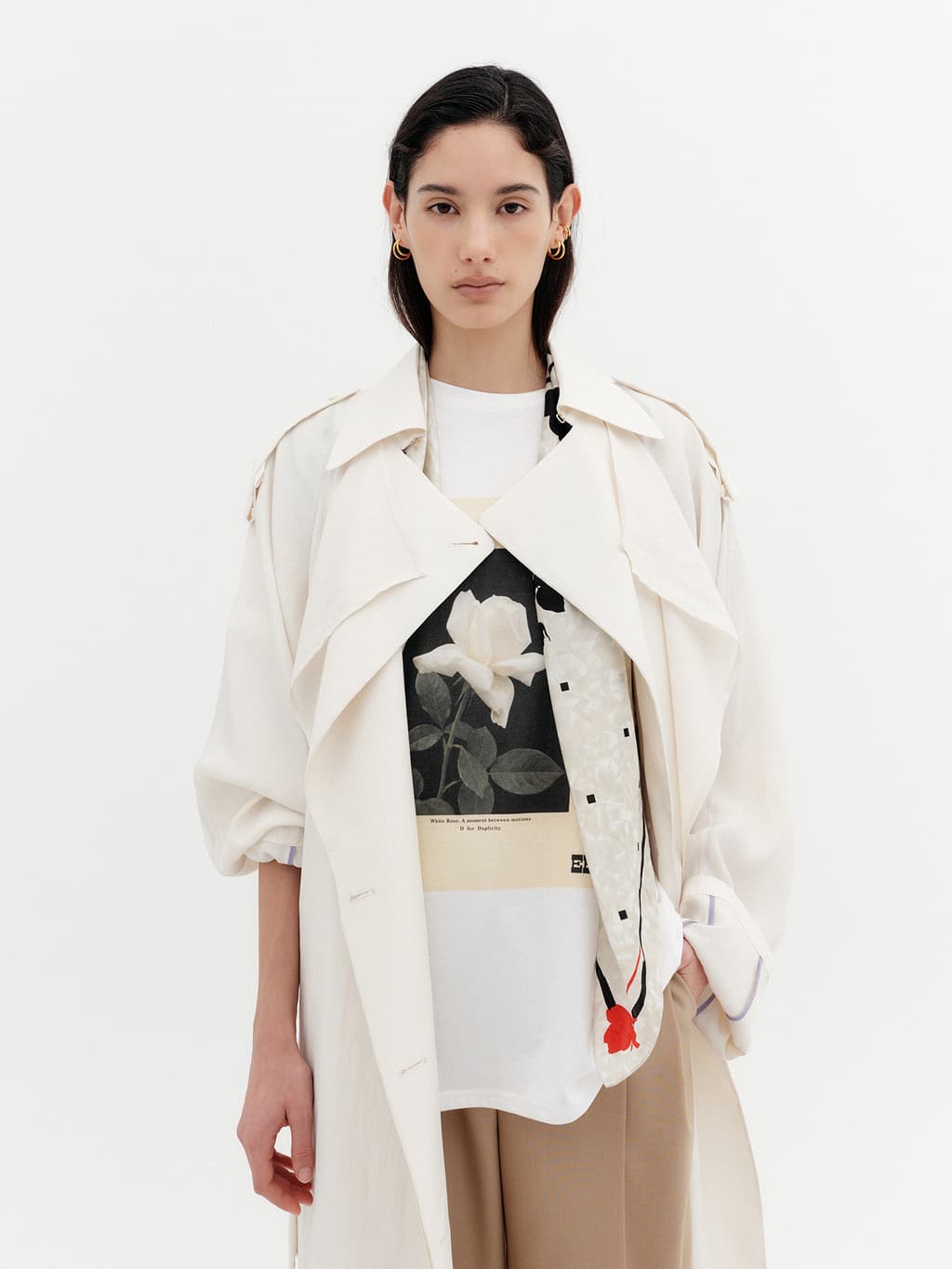 Layered Collar Trench Coat - Ivory — vue 7