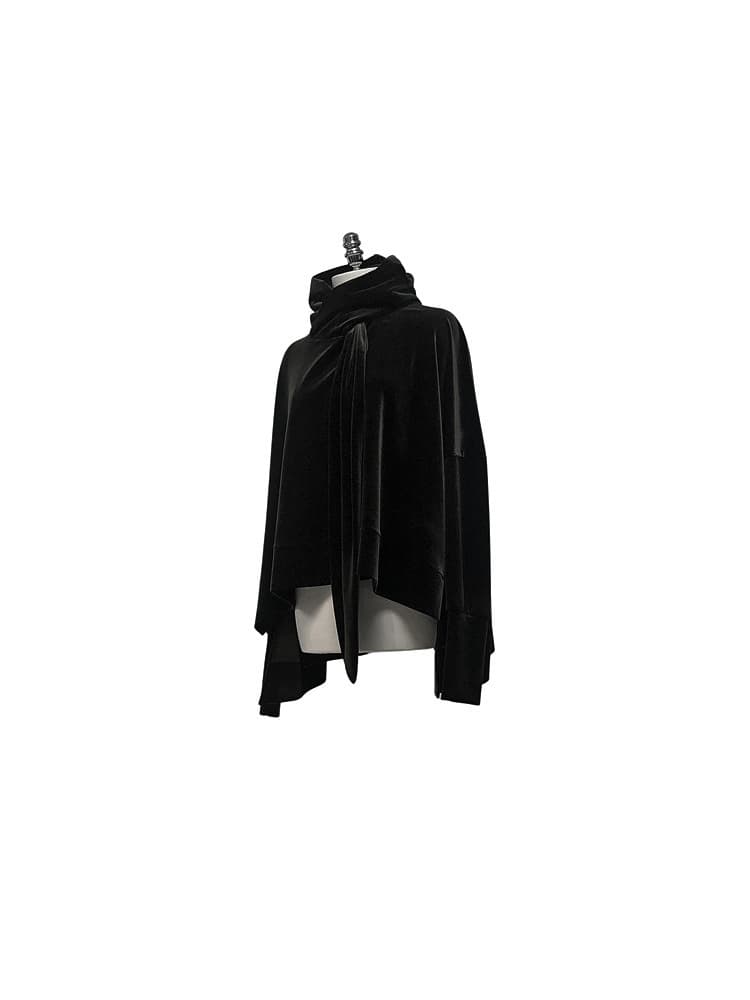 GDeL Velvet Wide Tie Hoodie (Black) — vue 8