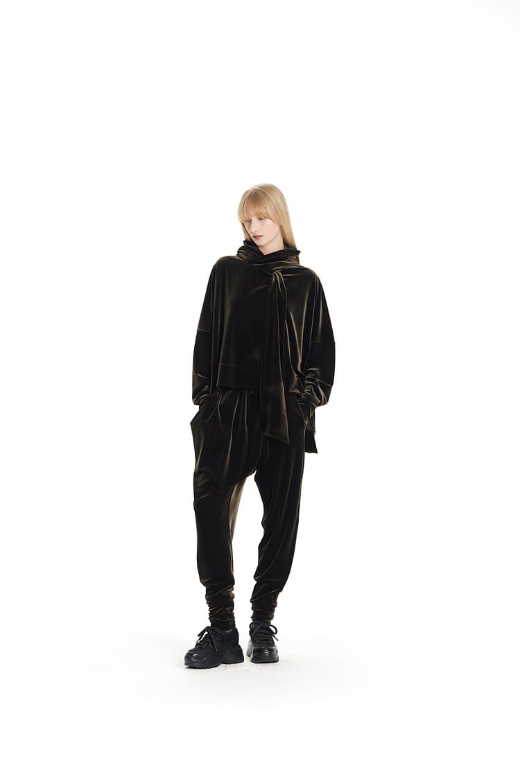 GDeL Velvet Wide Tie Hoodie (Khaki) — vue 10