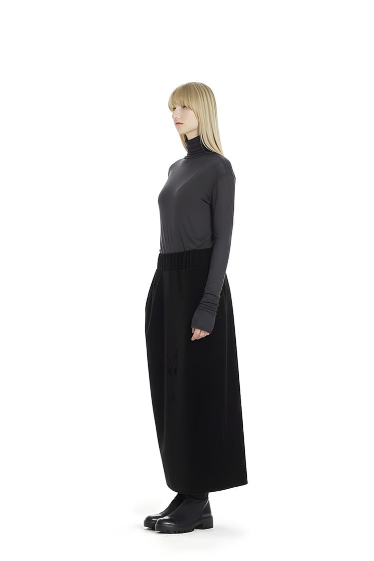 GDeL Asymmetric Pocket Velvet Skirt (Black)