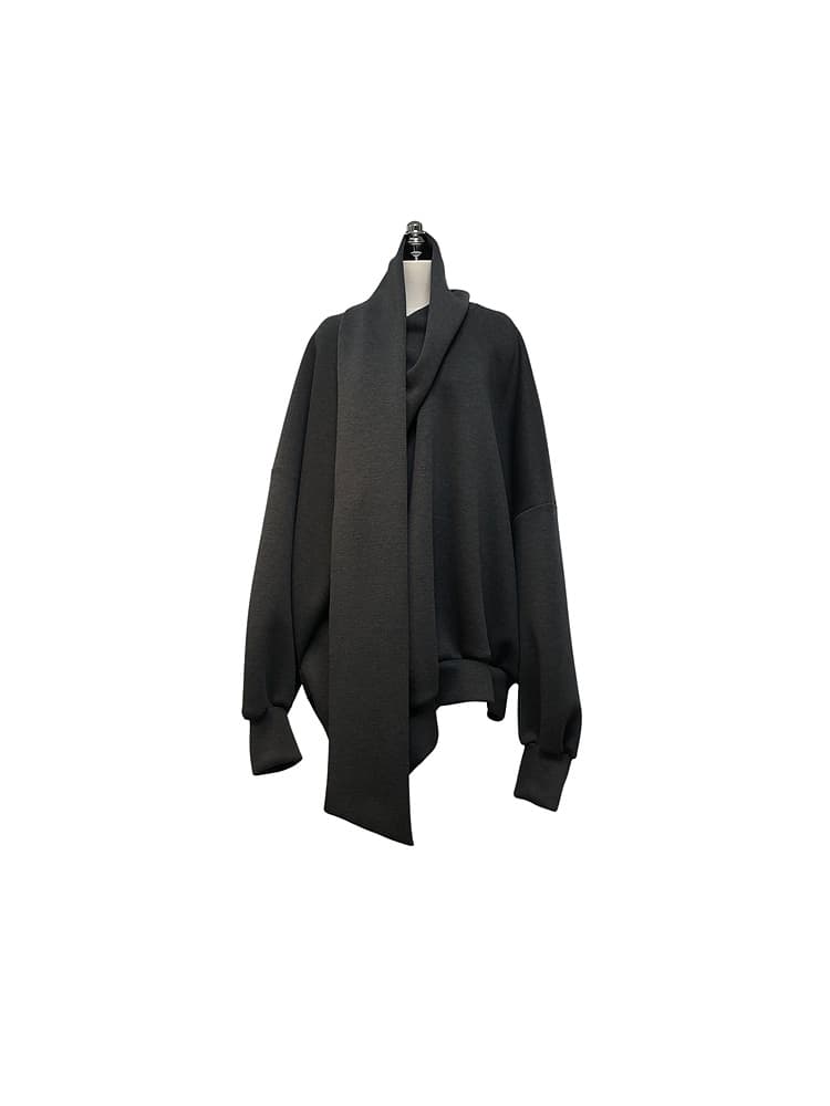 GDeL Scarf-Matched Ultra Wide Sweat Top (Dark Grey) — vue 14