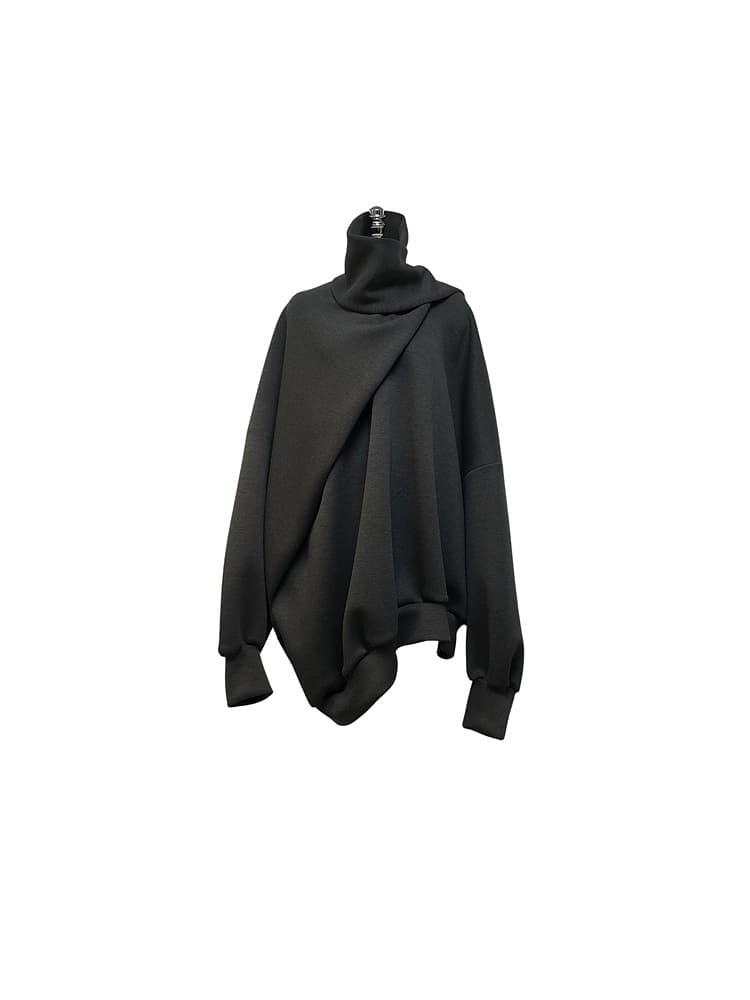 GDeL Scarf-Matched Ultra Wide Sweat Top (Dark Grey) — vue 15