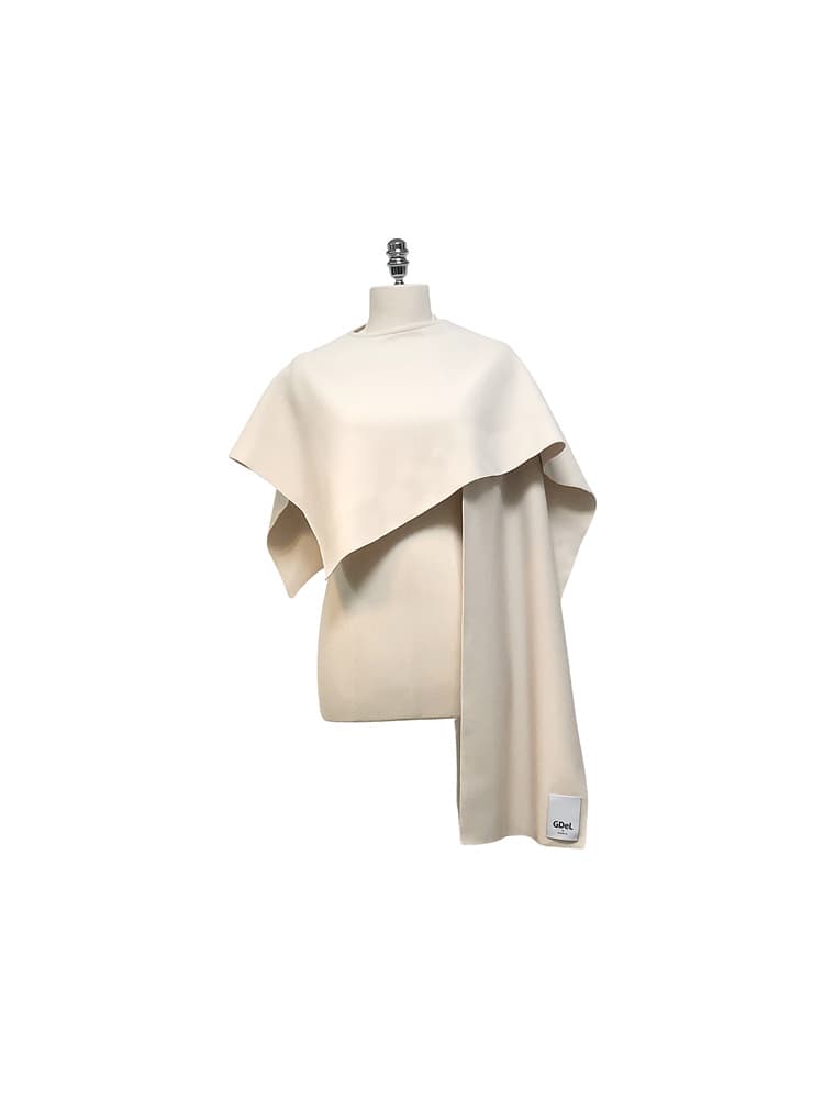 GDeL Less Line Asymmetric Cape (Cream) — vue 12