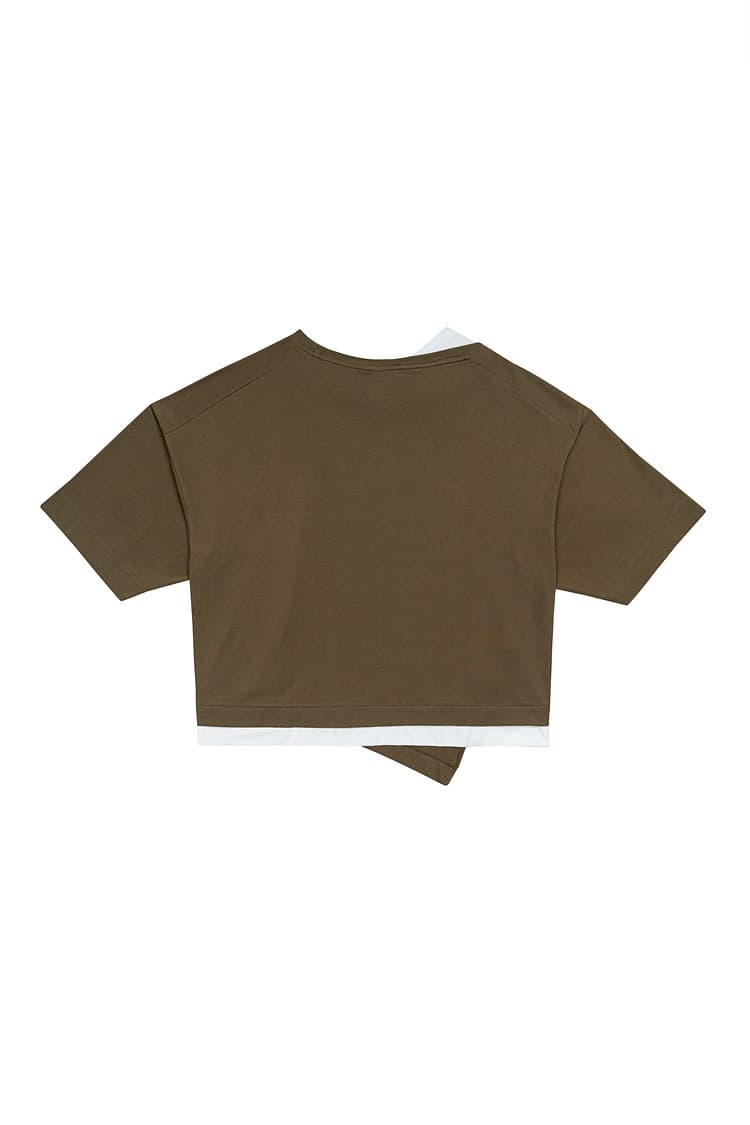 GDeL Recycled Asymmetrical Wide Top (Khaki) — vue 6