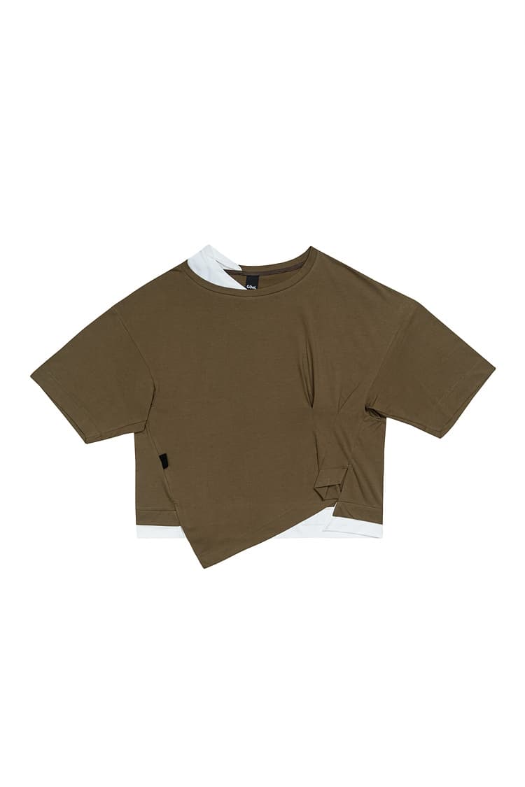GDeL Recycled Asymmetrical Wide Top (Khaki) — vue 1