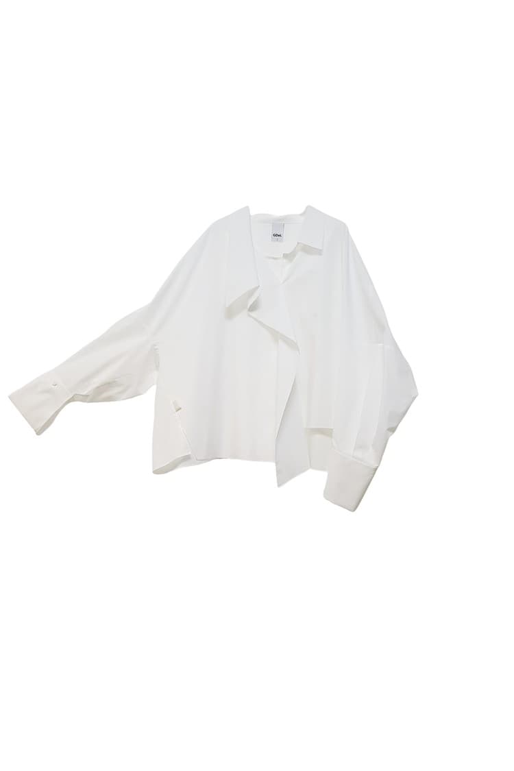 GDeL Asymmetrical Wide Shirt (White) — vue 9