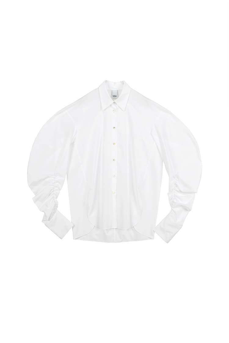 GDeL Shirring Sleeve Cotton Shirt (White)