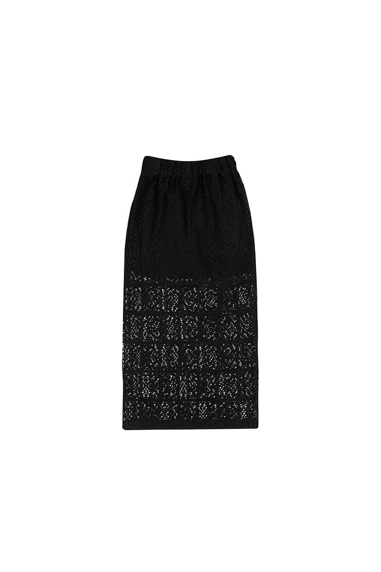 GDeL Square Pattern Lace Skirt (Black) — vue 8