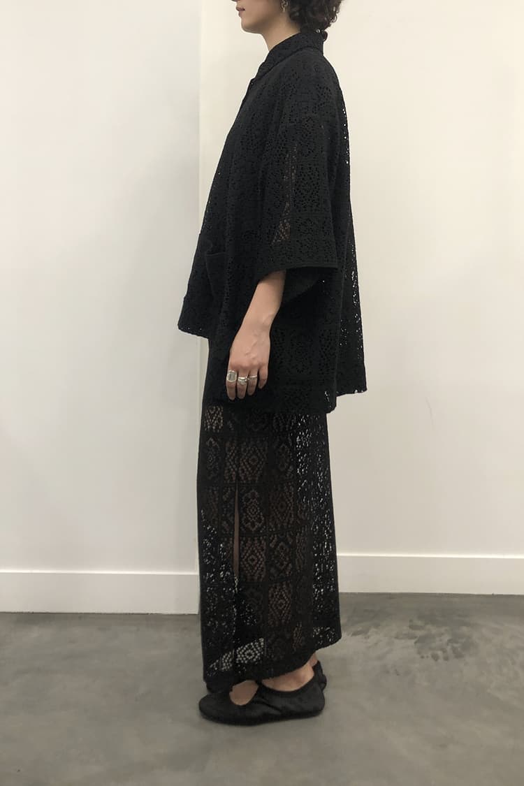 GDeL Square Pattern Lace Shirt (Black) — vue 4