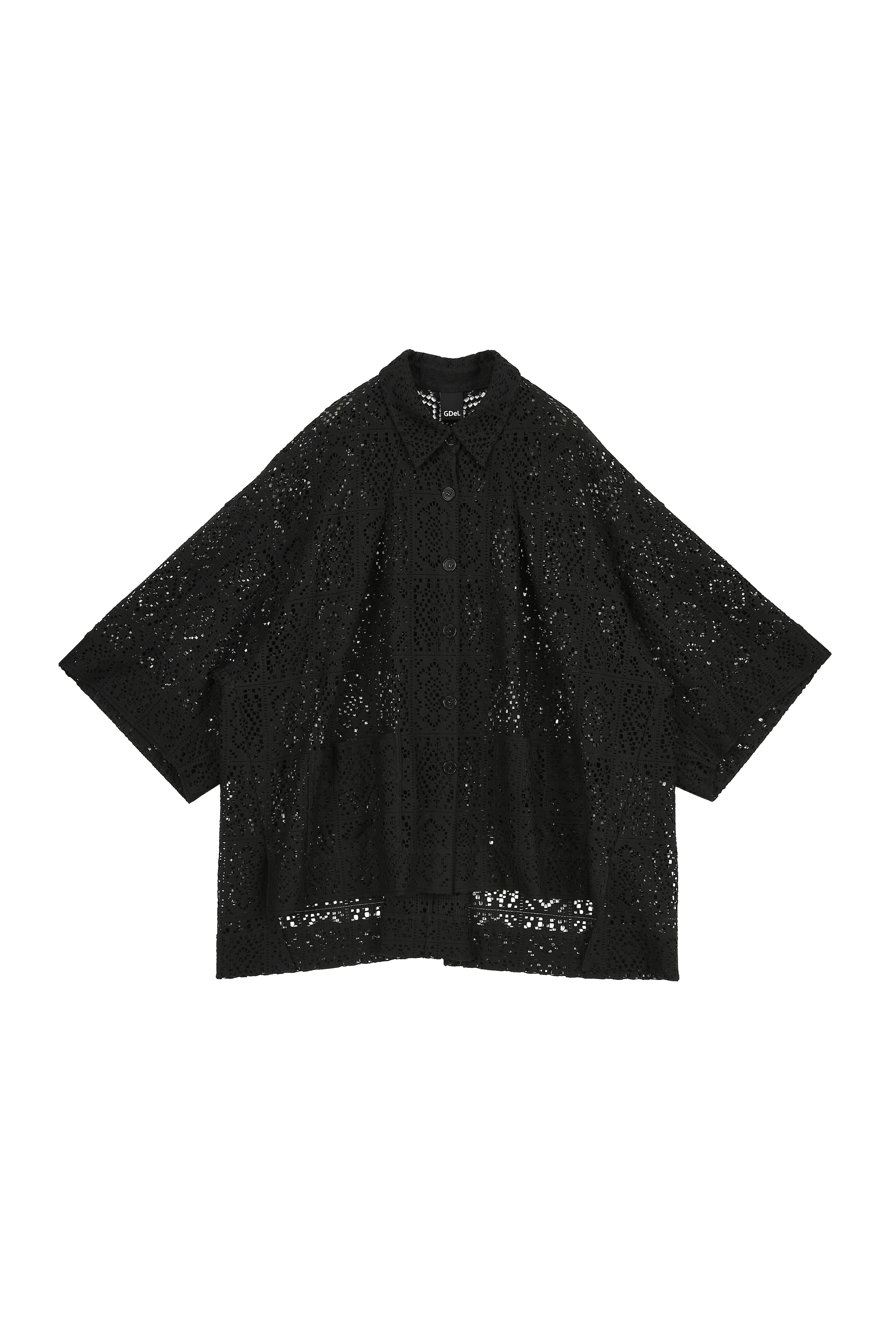 GDeL Square Pattern Lace Shirt (Black)
