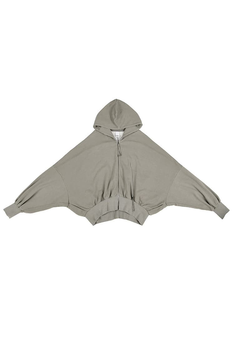 GDeL Pigment Asymmetric Zip-Up Hooded Cardigan (Light Grey) — vue 2