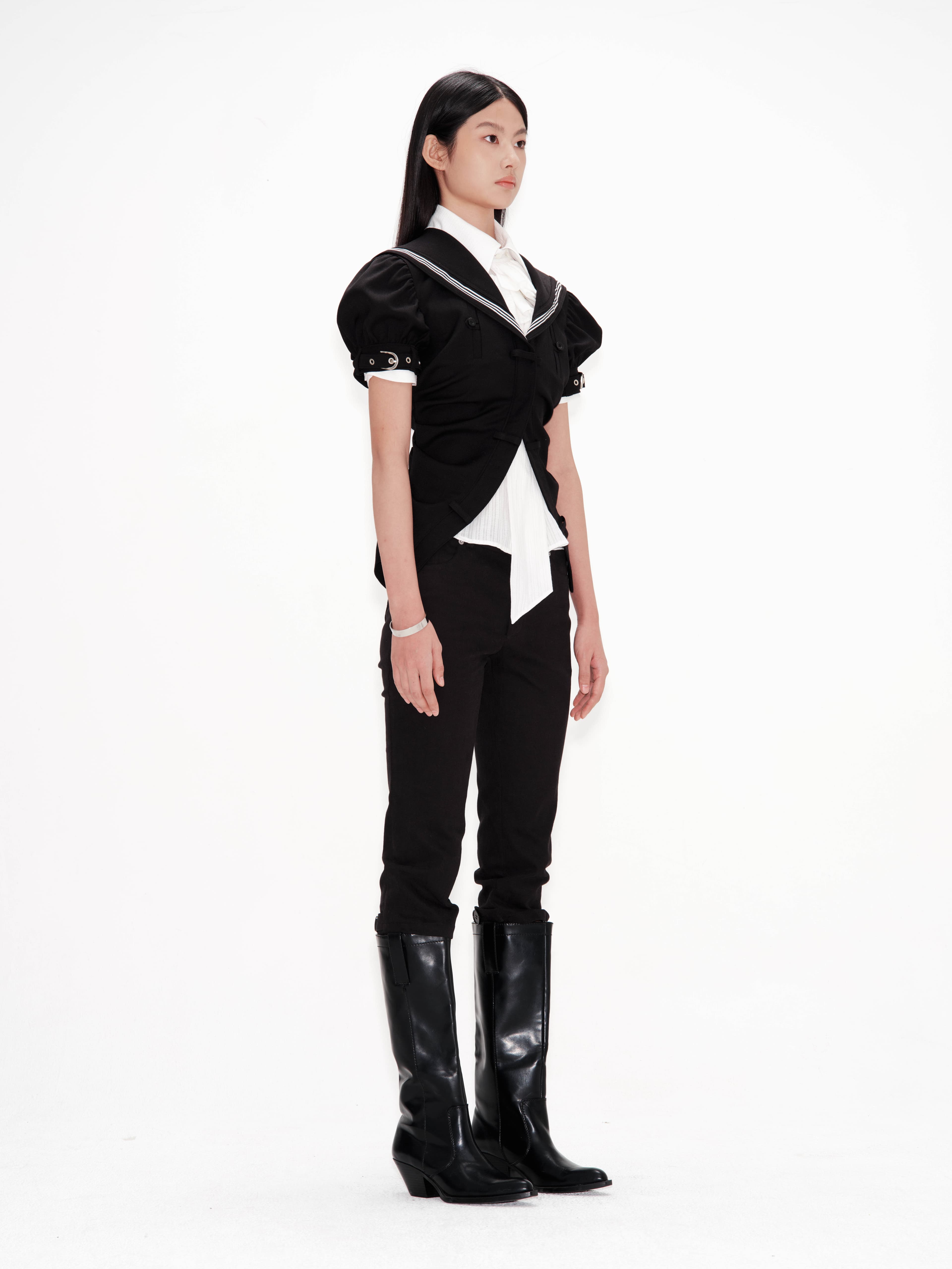 Pants Detail Sailor Collar Jacket — vue 2