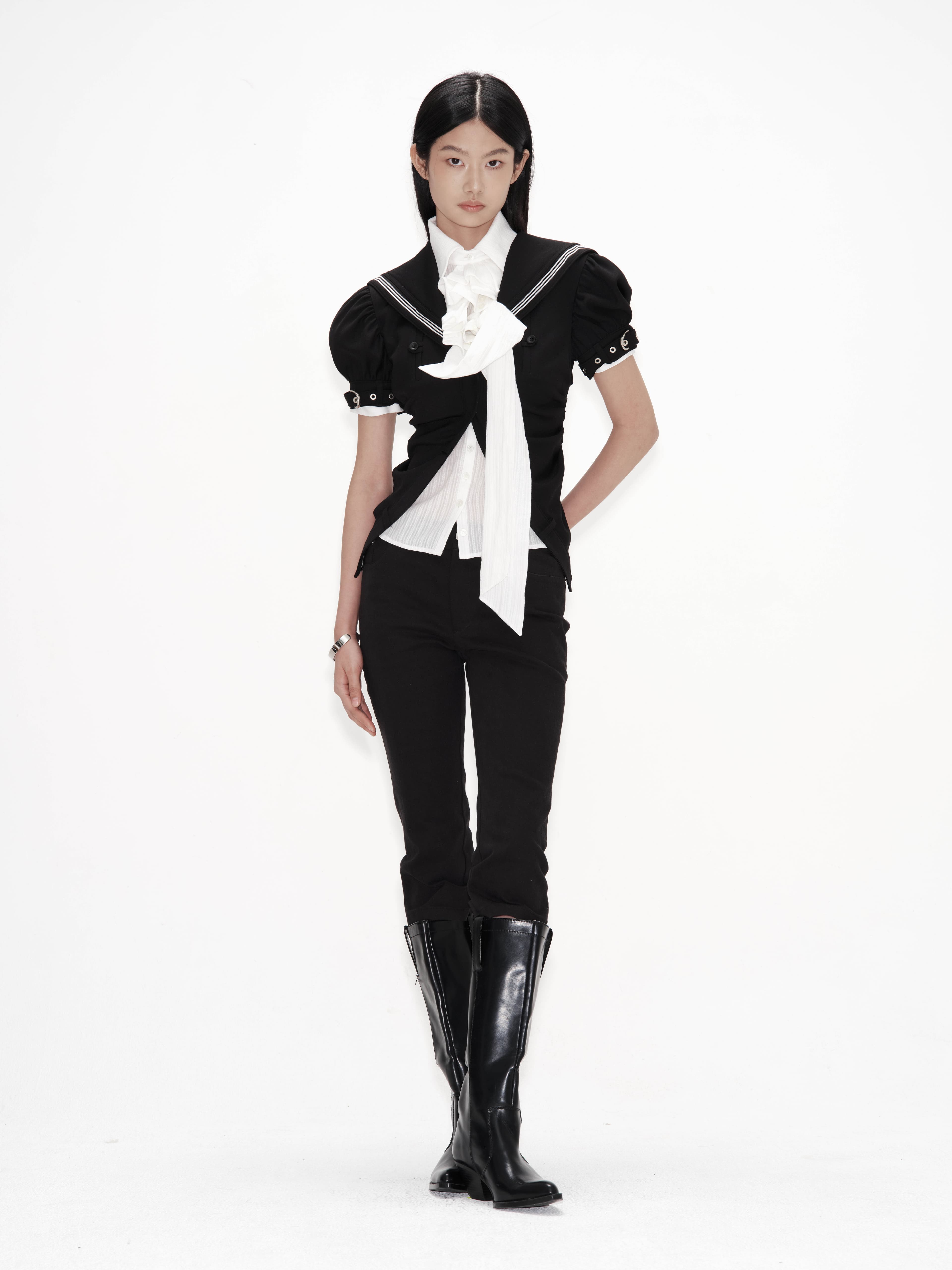 Pants Detail Sailor Collar Jacket — vue 4