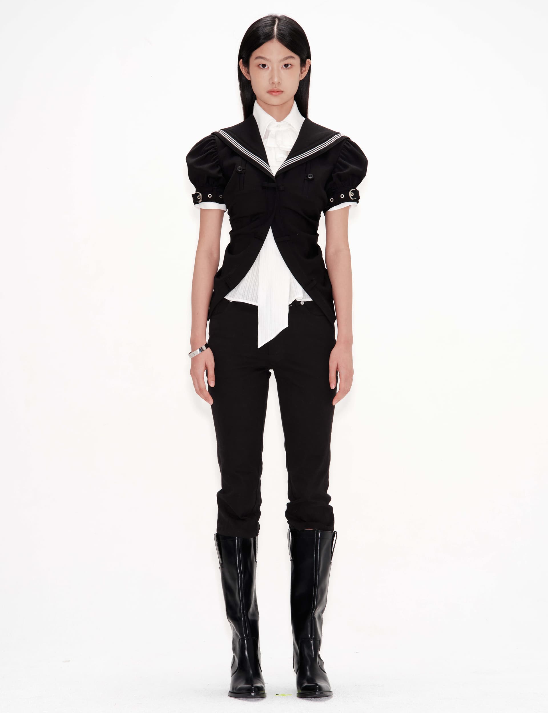 Pants Detail Sailor Collar Jacket