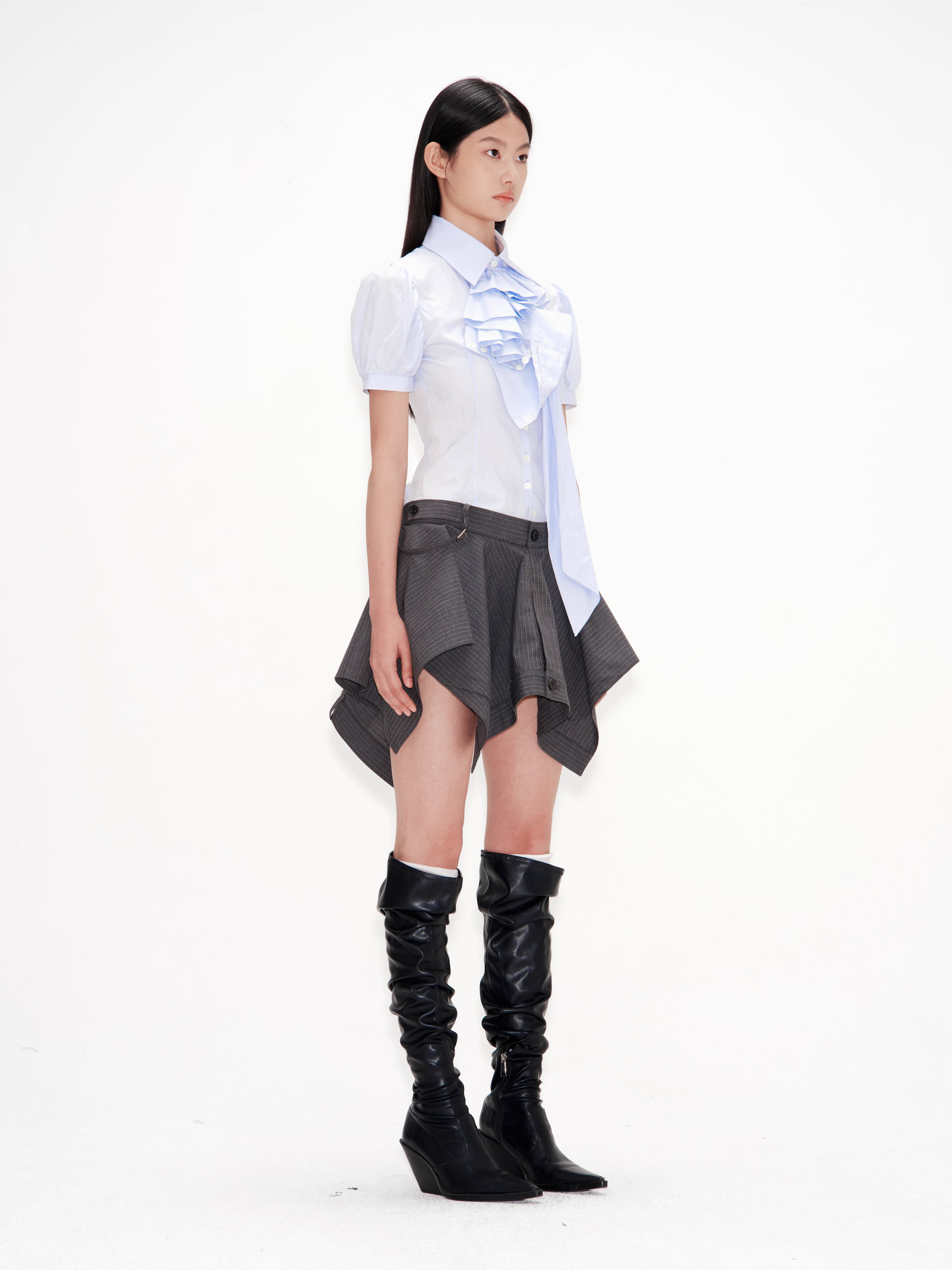 Cuffs Ruffle Shirt (Sky Blue) — vue 2