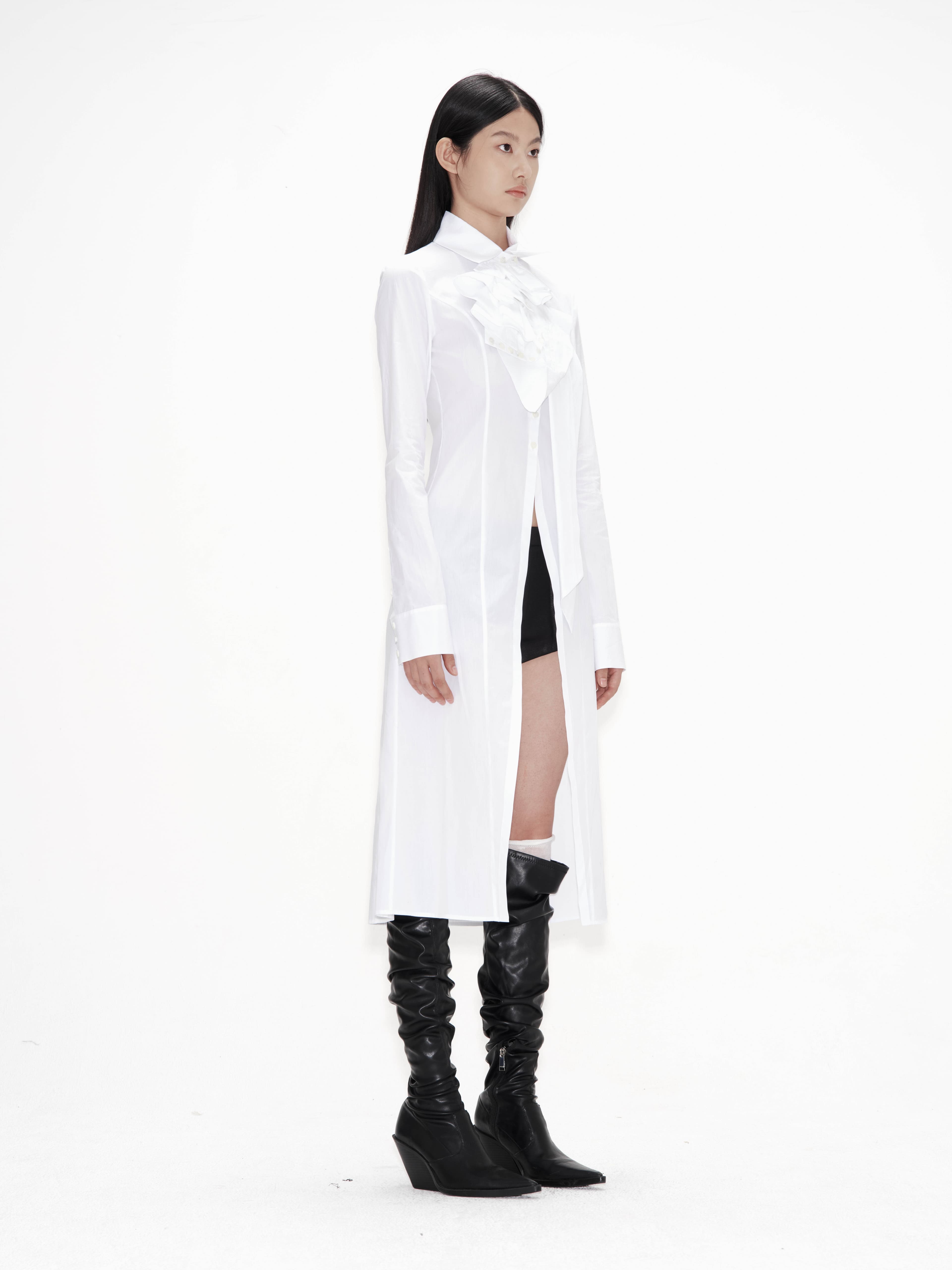 Asymmetric Cuffs Ruffle Long Shirt — vue 2