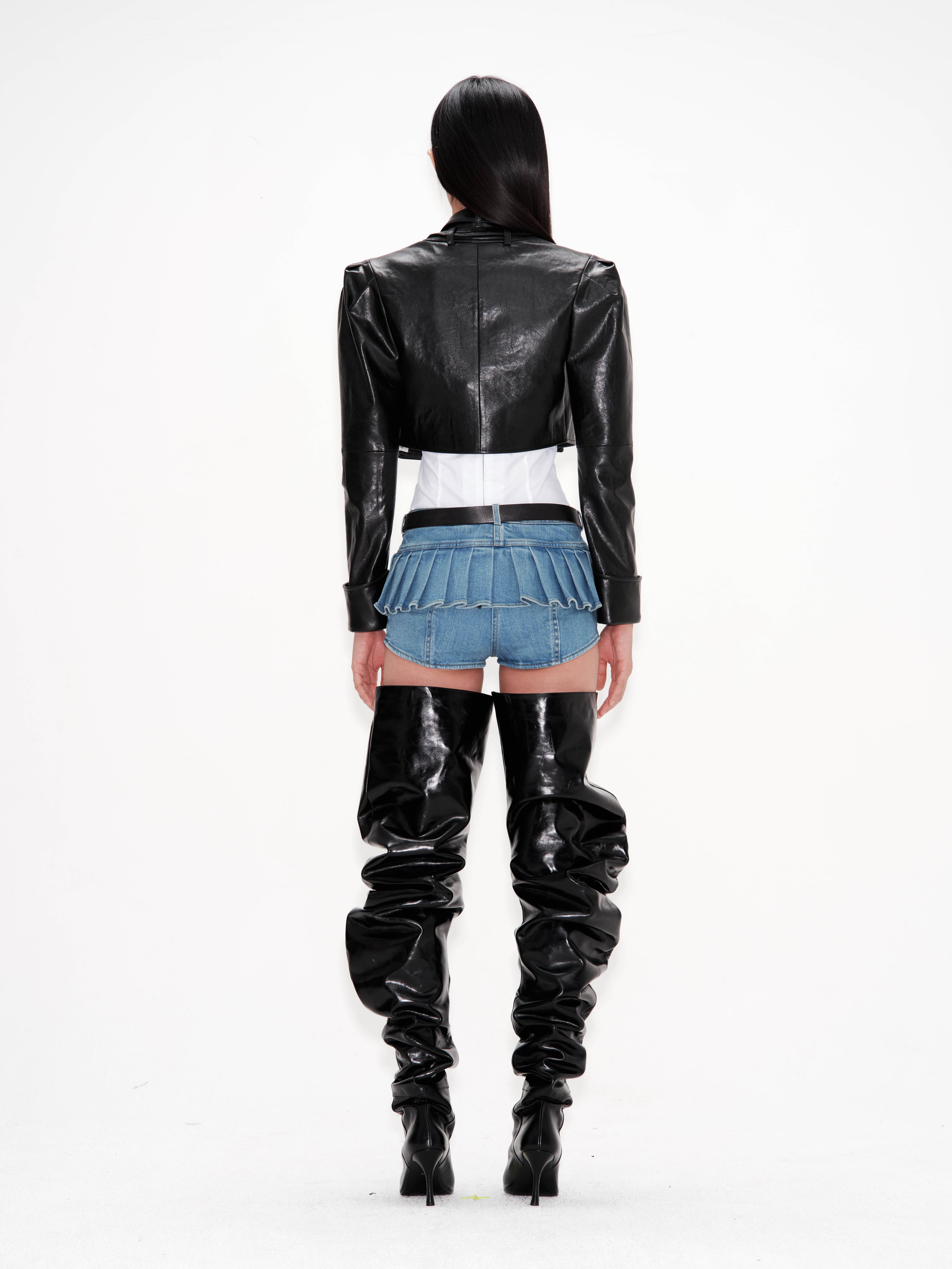 Pleats Washed Denim Short — vue 3