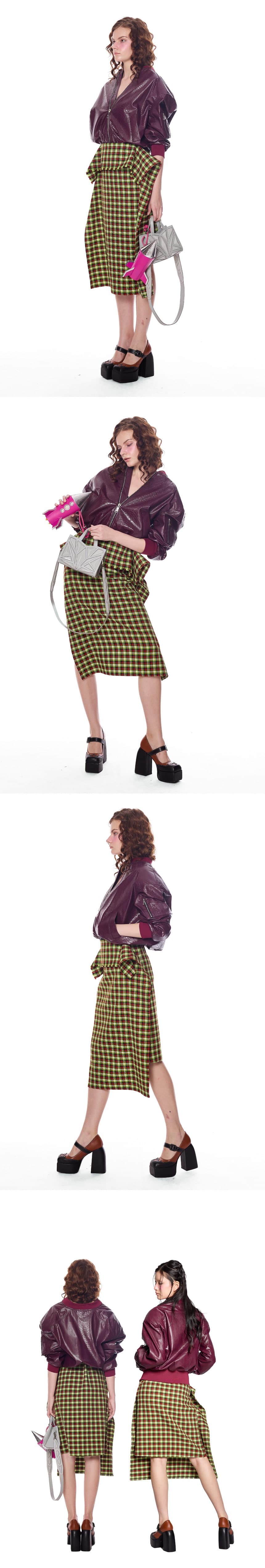 Check Pattern Folded Skirt — vue 2