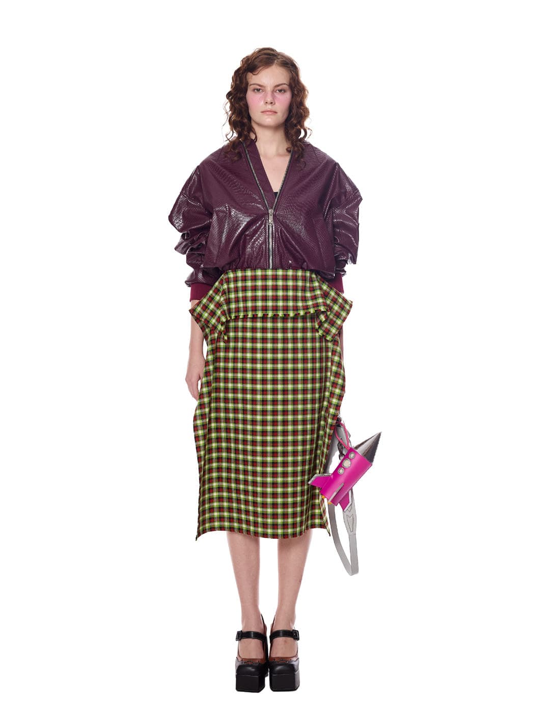 Check Pattern Folded Skirt — vue 1