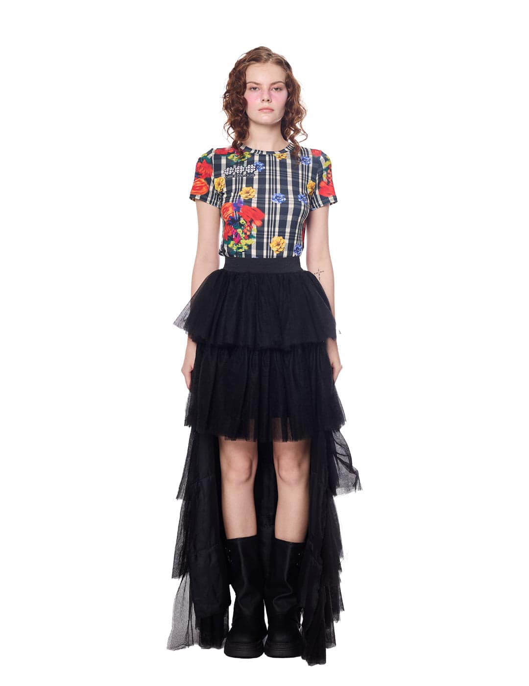 Lace Tiered Ruffle Long Skirt