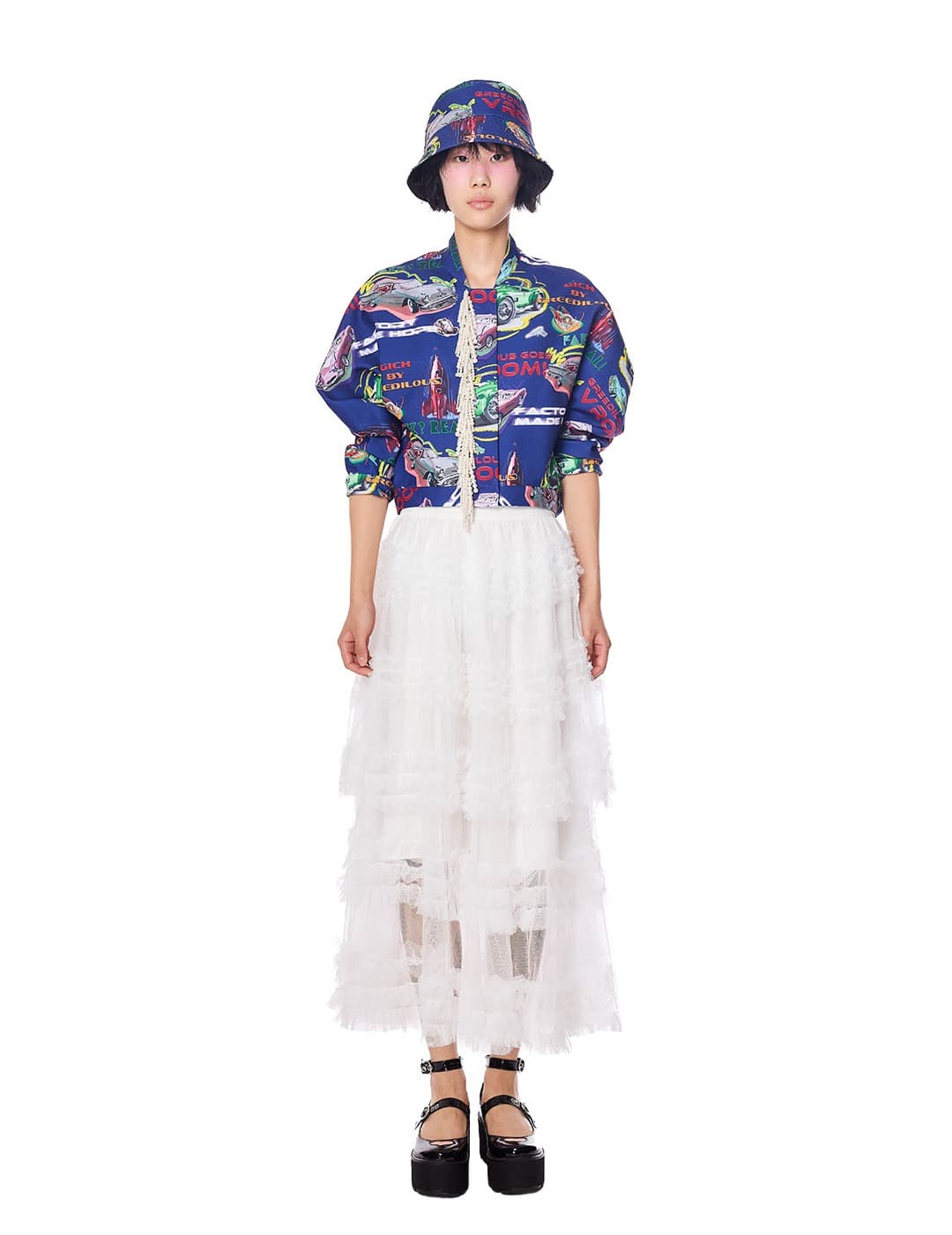 Sheer Ruffle Lace Maxi Skirt
