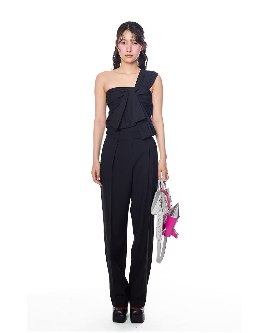 Unbalanced Ribbon Shoulder Top — vue 1