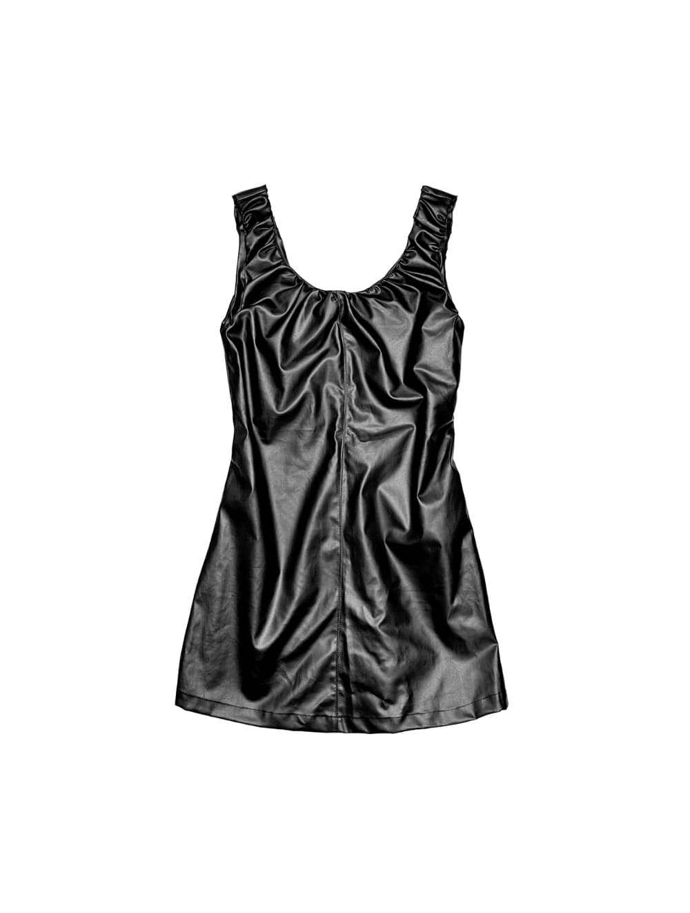 Eco Leather Ruched Mini Dress — vue 9