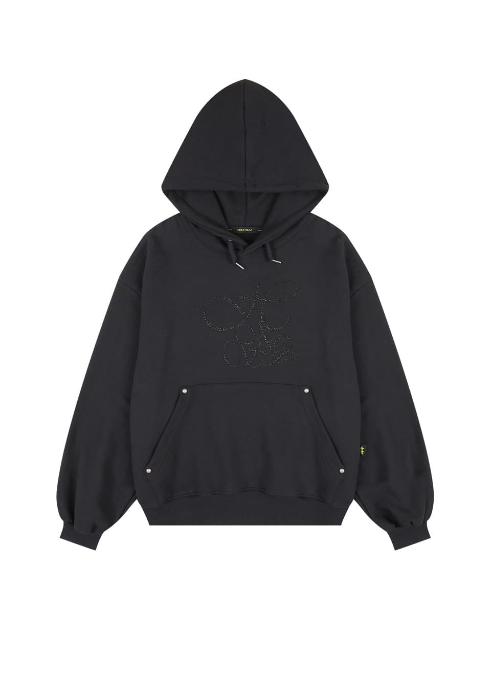 OVERFIT HIP HOP MOVE CUBIC LETTERING HOODIE_CHARCOAL