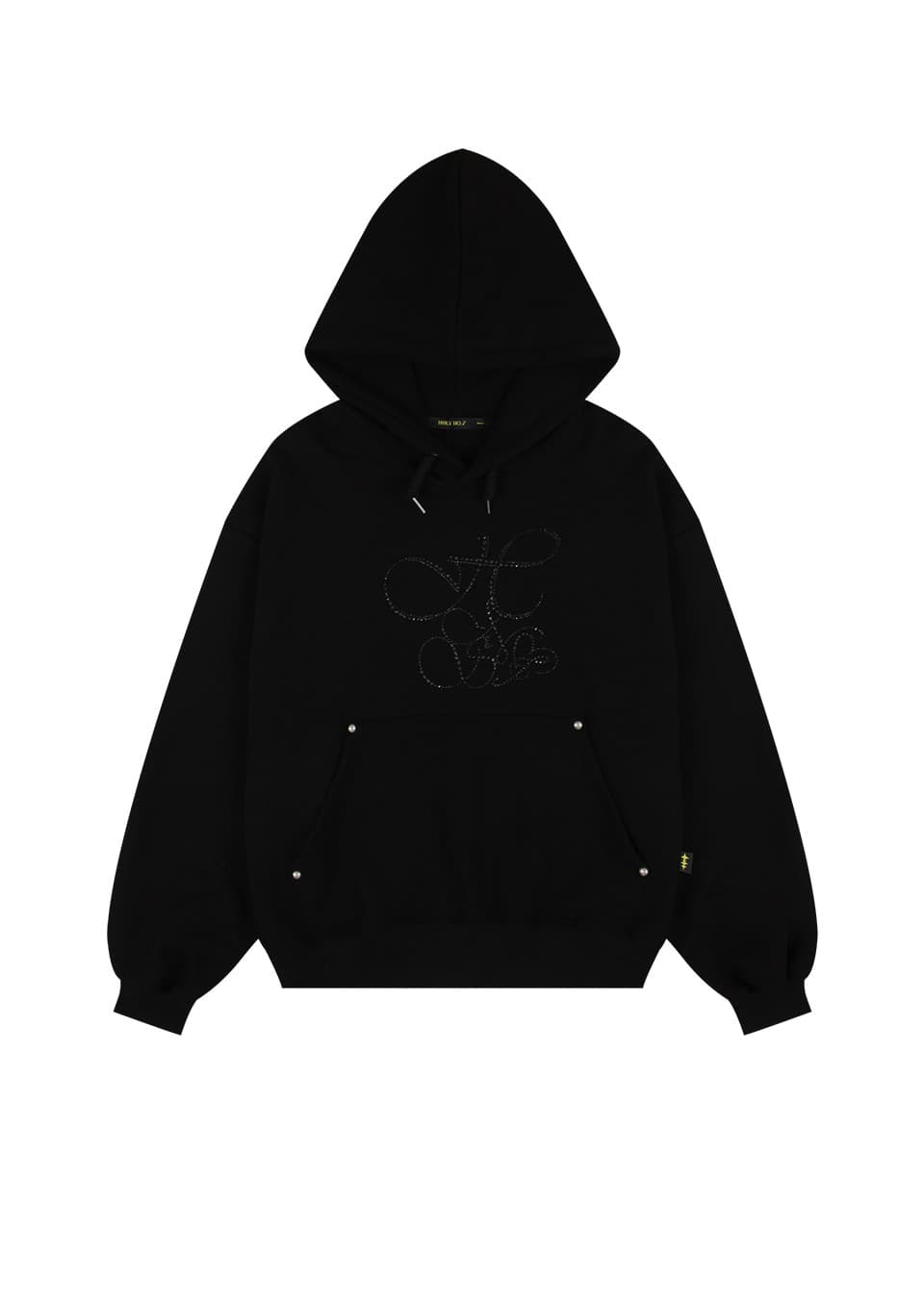 OVERFIT HIP HOP MOVE CUBIC LETTERING HOODIE_BLACK