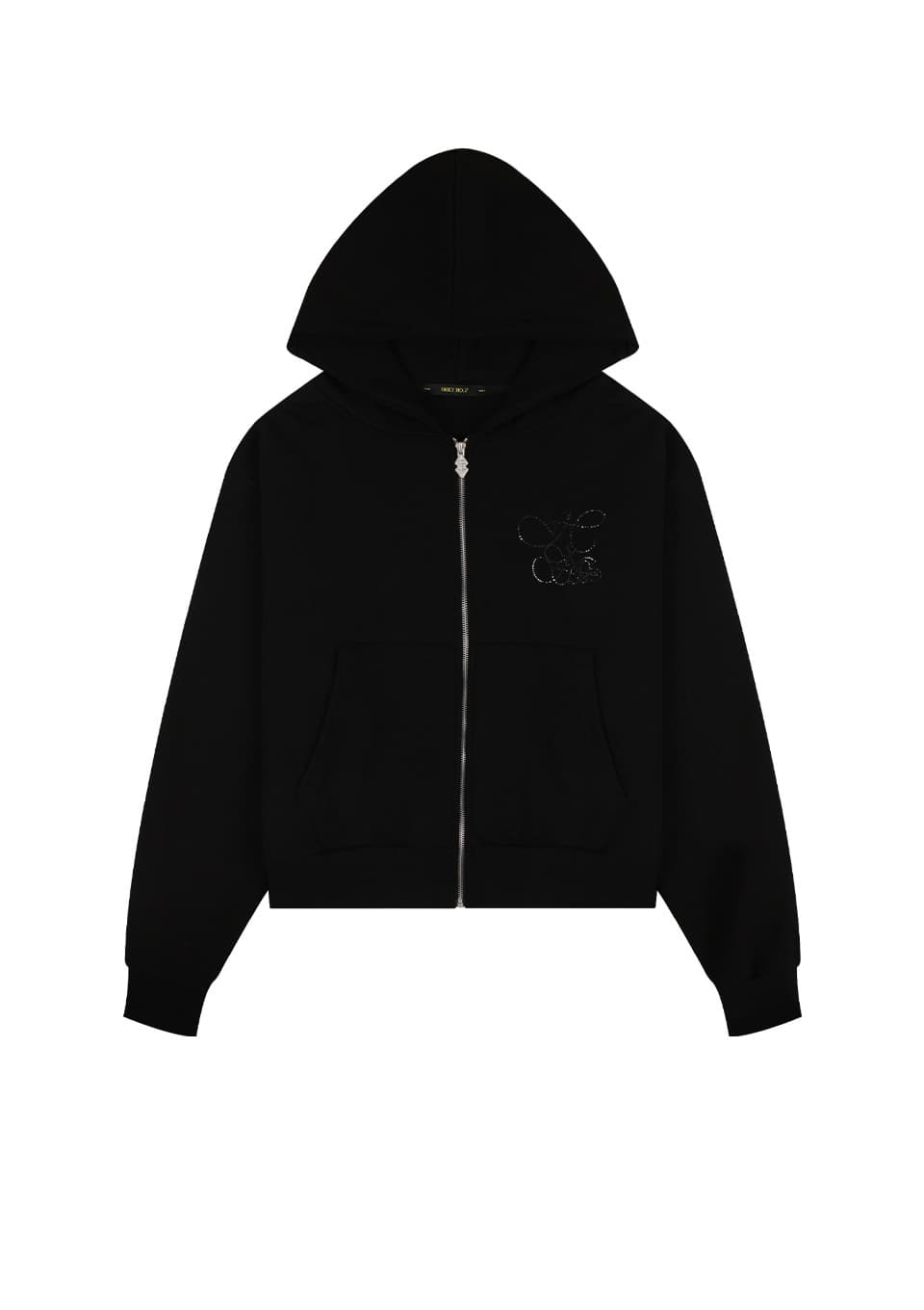 OVERFIT HIP HOP MOVE CUBIC LETTERING HOODIE ZIP-UP_BLACK