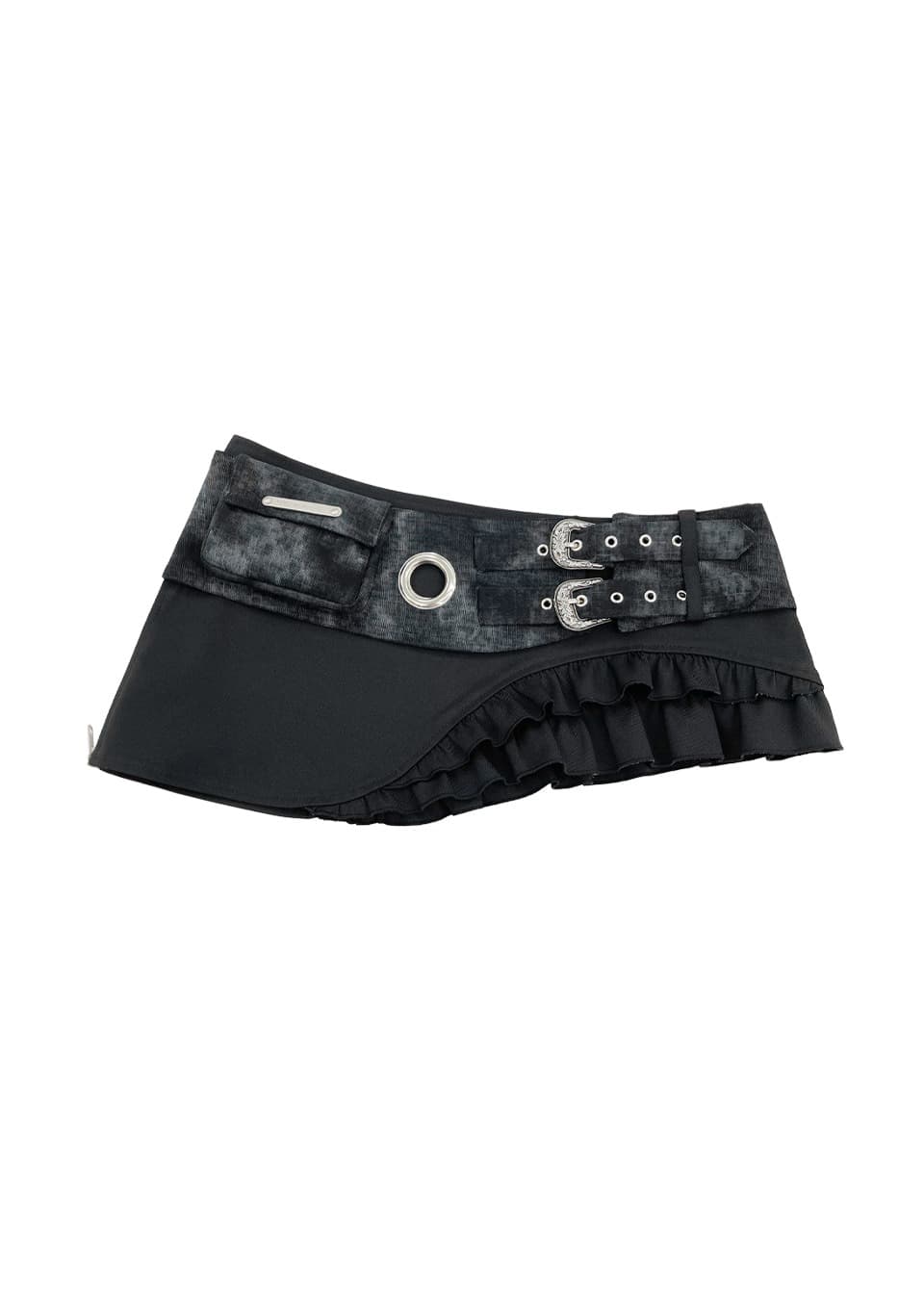 Layered eyelet pocket skirt