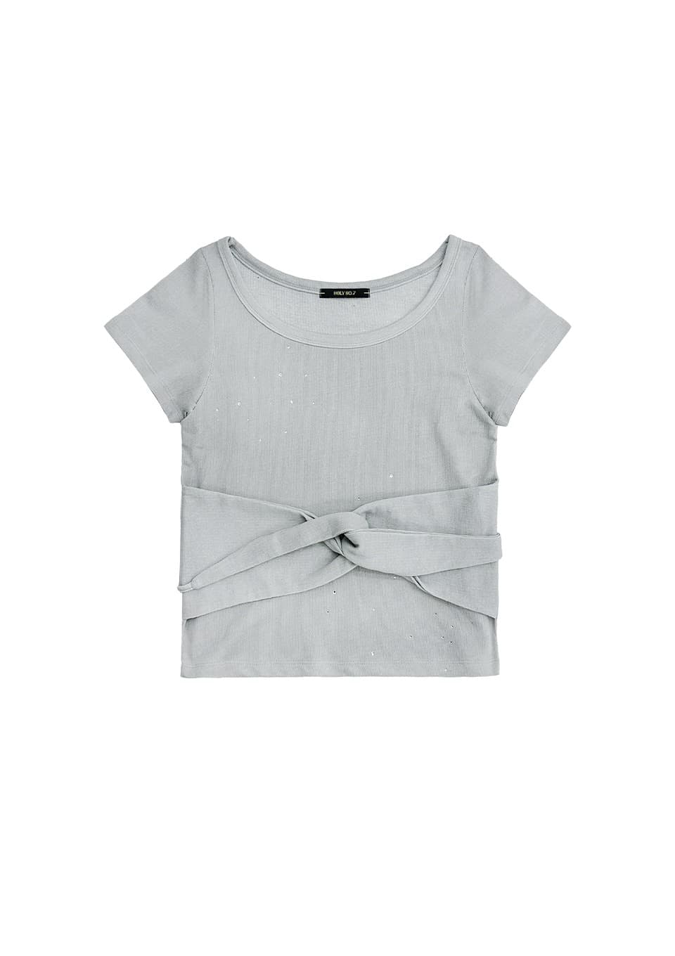 CUBIC WOMEN'S TIE SHORT SLEEVE T-SHIRT_LIGHT GRAY