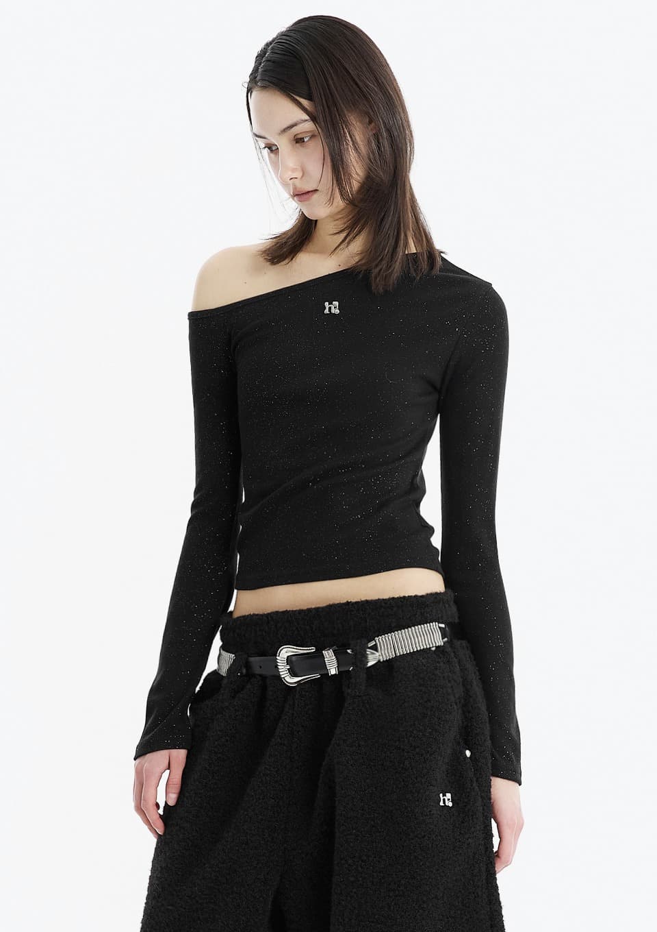 Holy symbol sparkle off-shoulder_BLACK