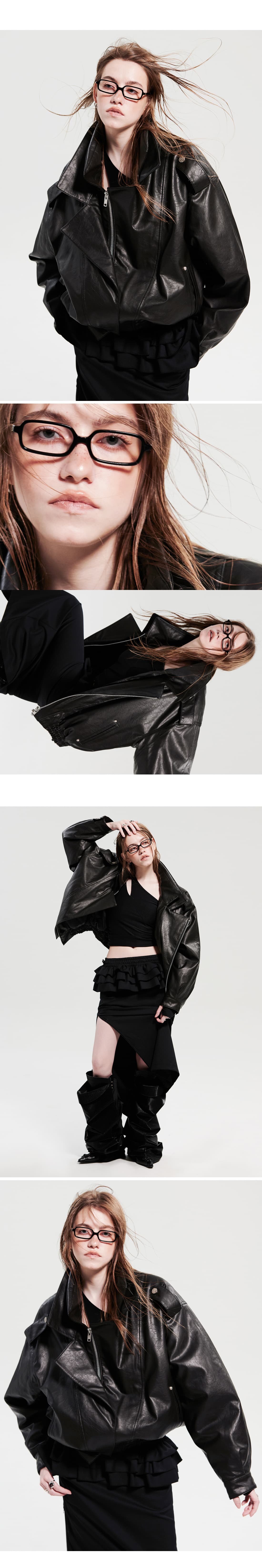 Double Collar Shoulder Outerwear _ Black — vue 4