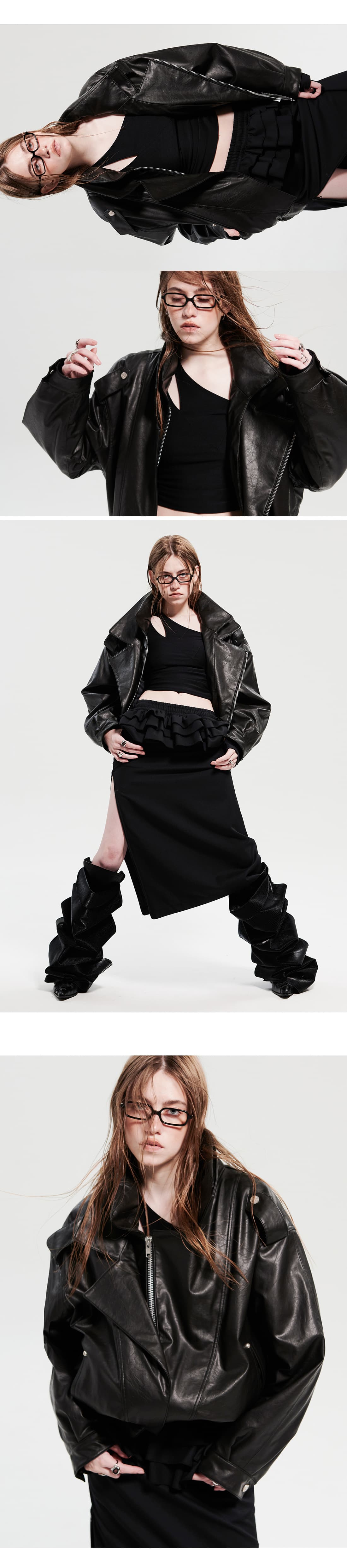 Double Collar Shoulder Outerwear _ Black — vue 5