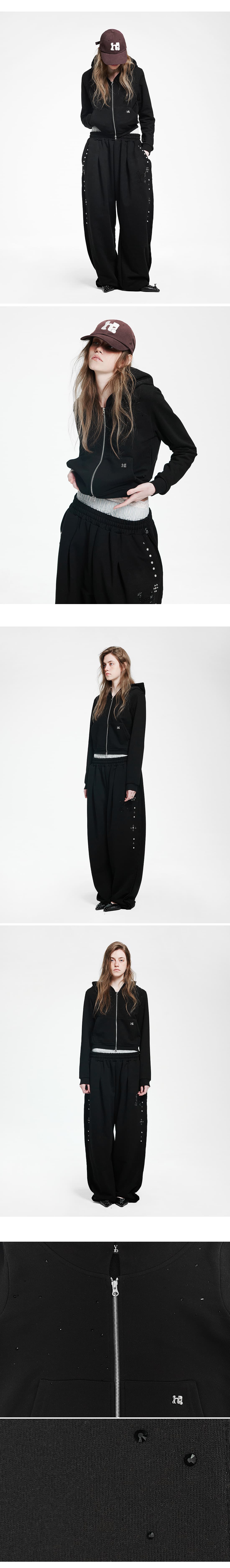 Holy Symbol Crop Hooded Zip-Up_black — vue 4