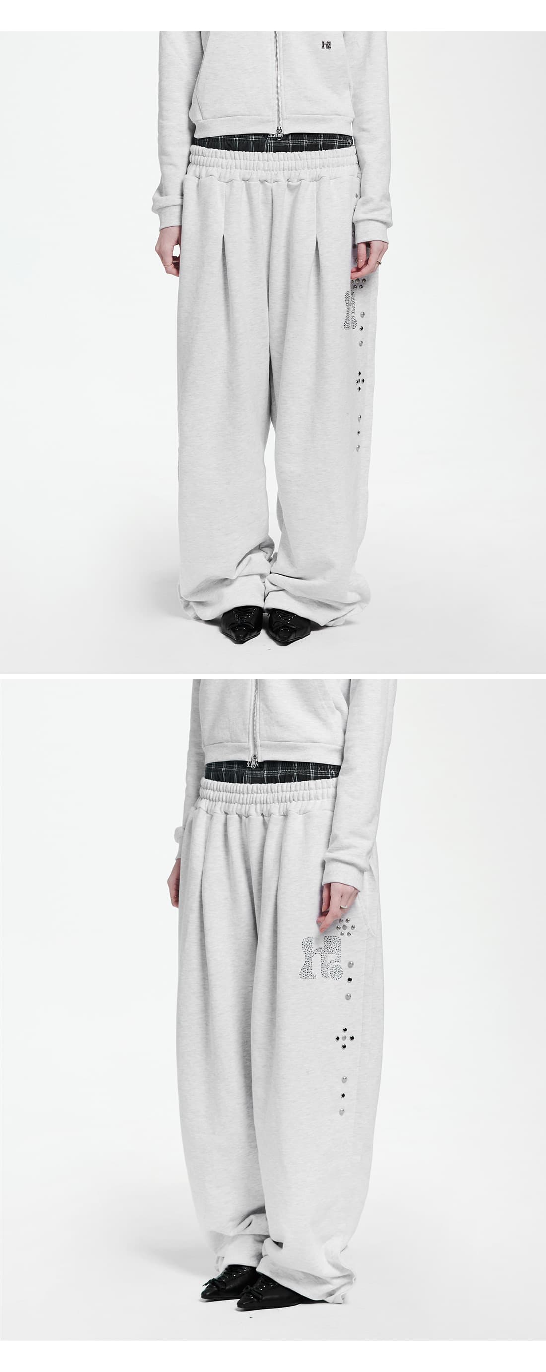 Simple One Tuck String Pants_WHITE MELANGE — vue 4