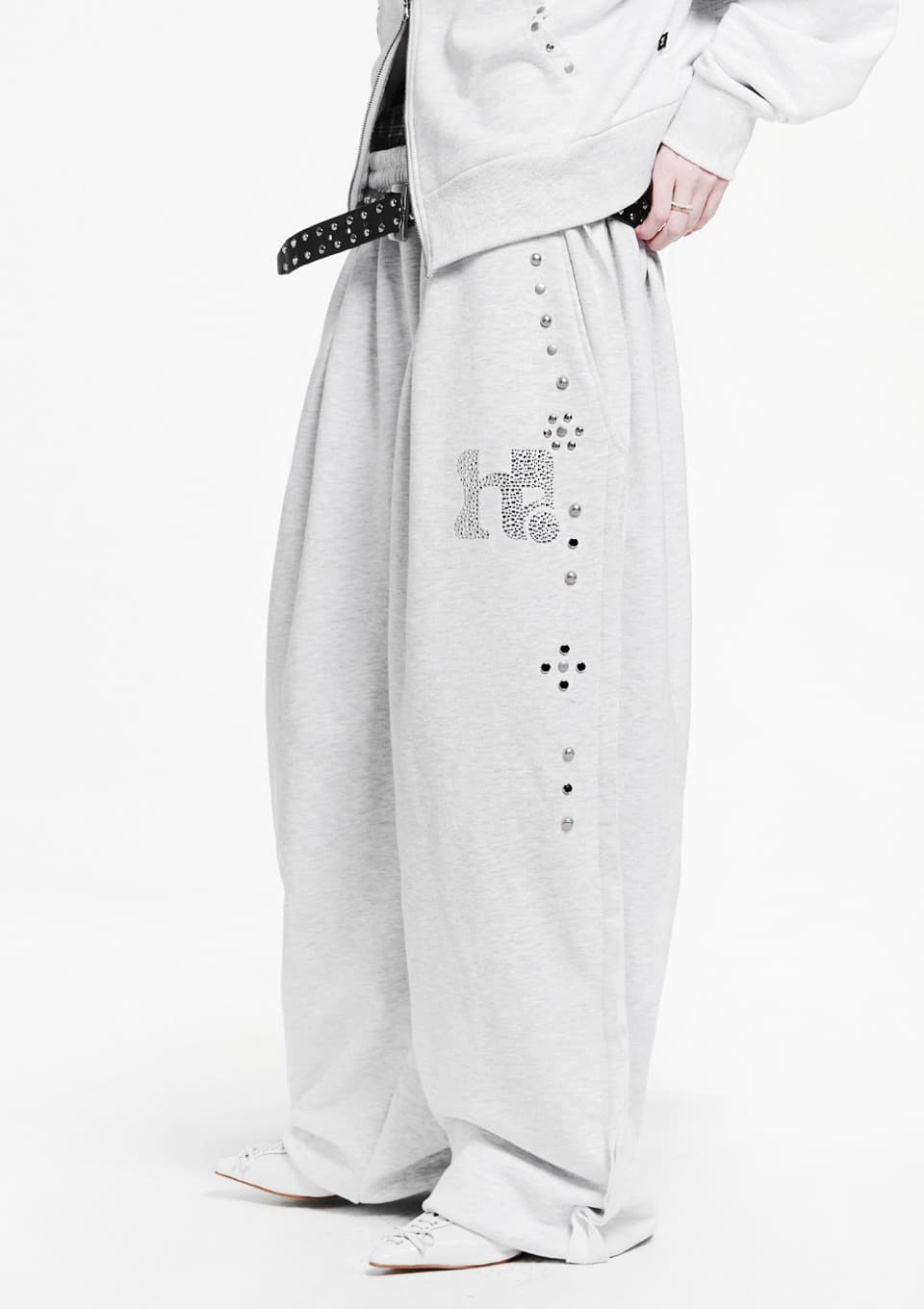 Simple One Tuck String Pants_WHITE MELANGE