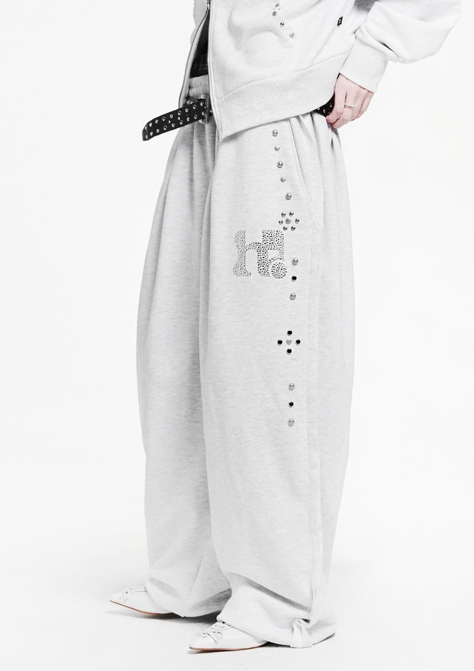 Simple One Tuck String Pants_WHITE MELANGE