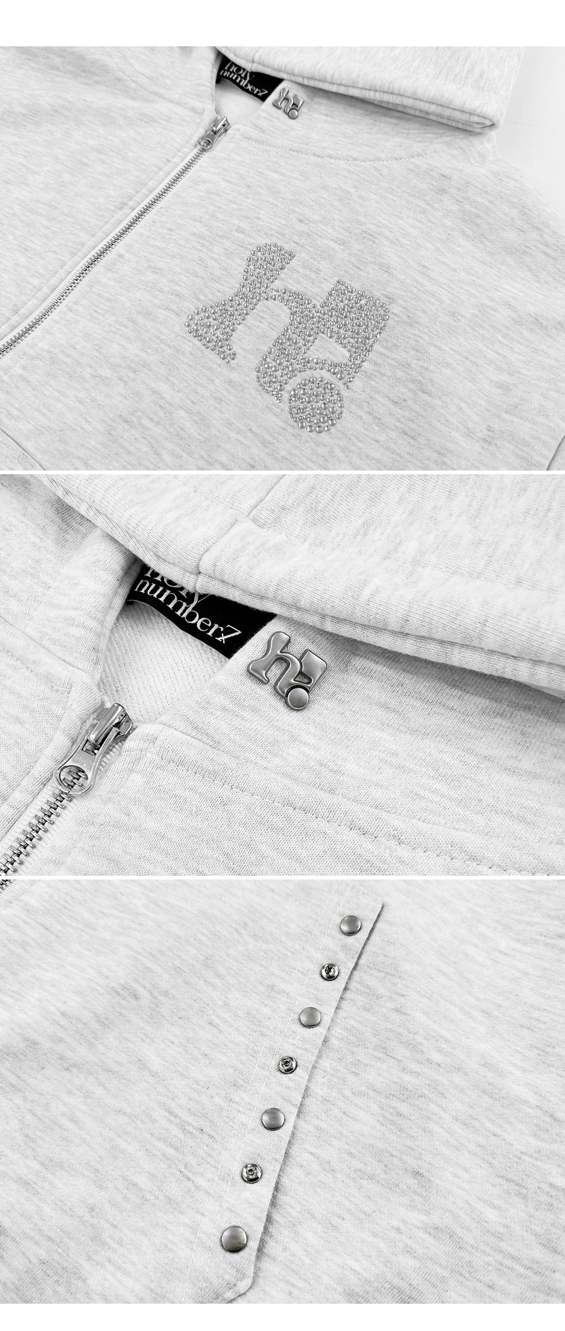 Holy Symbol Oversized hooded zip-up_WHITE MELANGE — vue 5