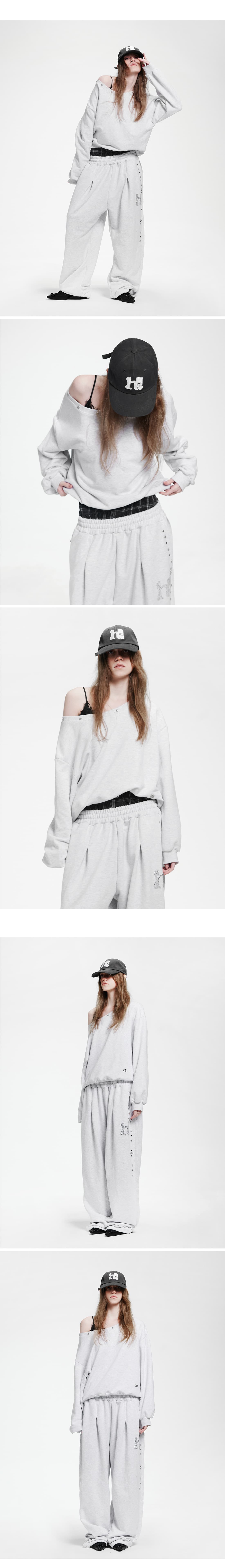Holy Symbol Off-shoulder Sweatshirt_WHITE MELANGE — vue 4