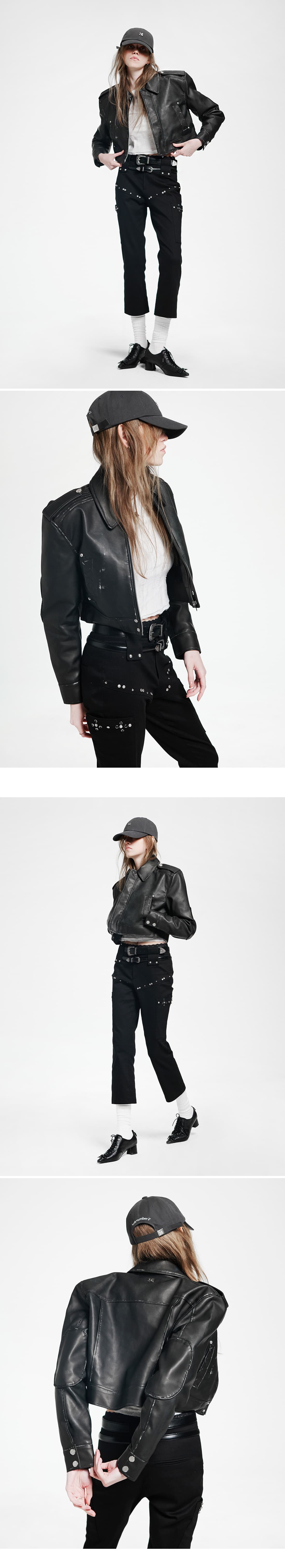 Vintage Leather Short Jacket — vue 3